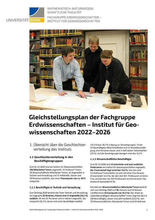 Uni Bonn MNF FG Erdwissenschaften - Geowissenschaften Gleichstellungsplan 2022 www.pdf